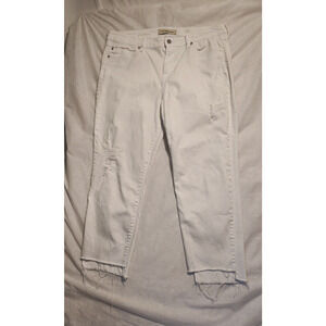Liverpool Kennedy Straight White Distressed Raw Hem Jeans Cosmic Wms‎ 14 Hipster